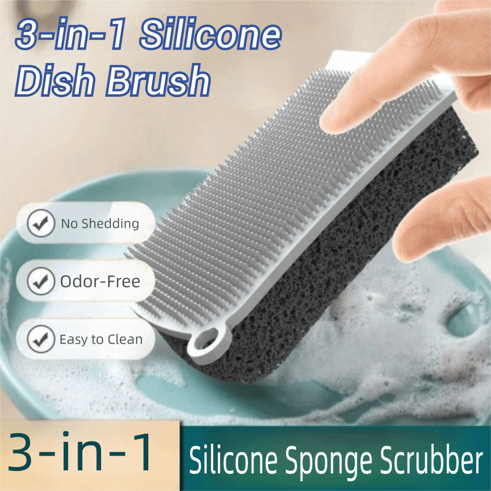 Silicone Tap Washer - 3-in-1 Silicone Sponge Brush Pot Wiper