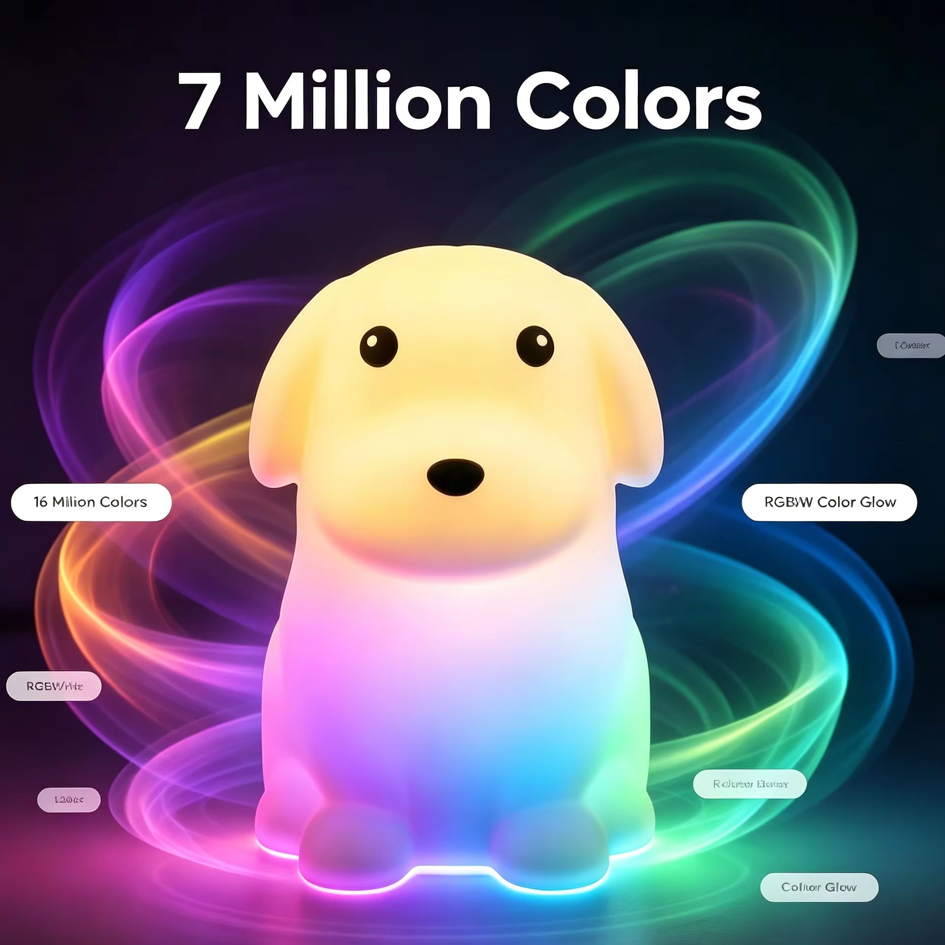 Silicone Tap Washer - Cute Puppy Silicone Night Light RGB