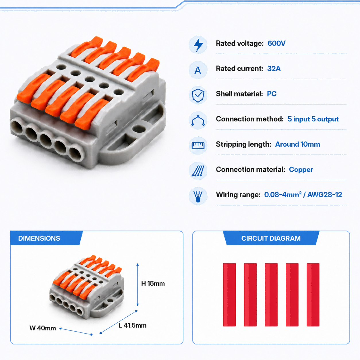 Wire Connectors 2-30 Pins Fast - огляд і ціна Push Fit Connector
